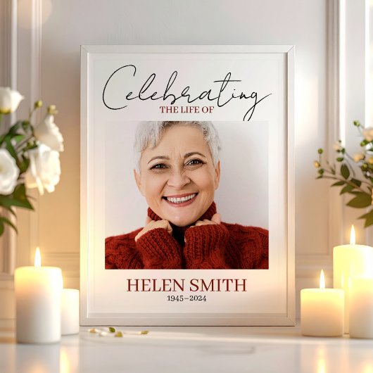 Trauerfeier Minimalistisch Einfaches Gedenkfoto Poster