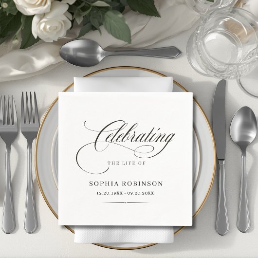 Trauerfeier Modern Elegantes Skript Begräbnis Serviette