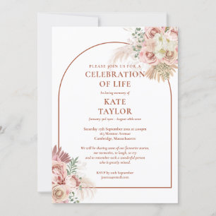 Trauerfeier Pampasgras Blumen Einladung