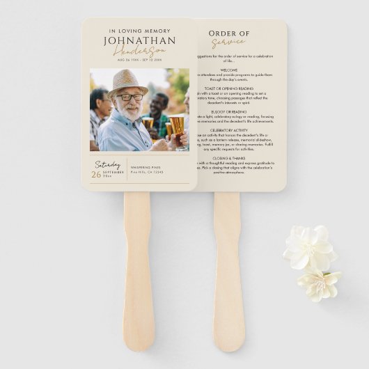 Trauerfeier Programm mit Fotos Fächer (Vorne und Hinten)