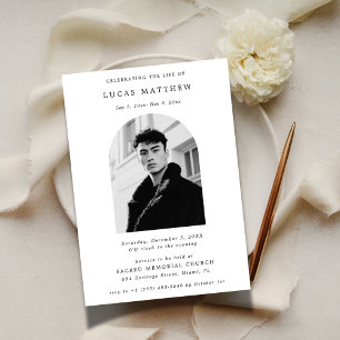 Trauerfeier Typografie Lebensbogen-Foto Einladung