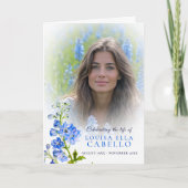 Trauerfeierprogramm blaue Delphinium-Fotos Programm (Vorderseite)