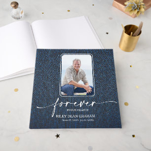 Trauerfoto Beileids Gedenk Denim Scrapbook Gästebuch