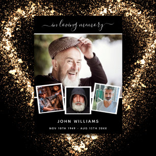 Trauerfoto-Collage schwarze Erinnerungs-Willkommen Poster