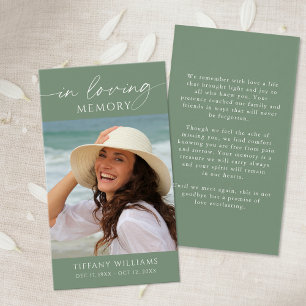 Trauerfoto In Loving Memory Elegante Gebetskarte
