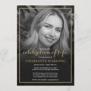 Trauerfoto Schwarz-Weiß-Feier des Lebens Einladung