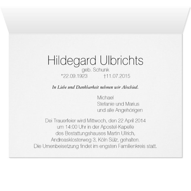 Trauerkar (Innenansicht Horizontal (Unten))