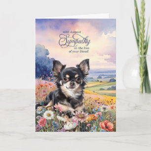 Trauerkarte für schwarzen Chihuahua auf einem Feld Karte