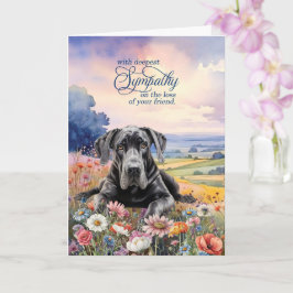 Trauerkarte mit Deutsche Dogge und Wildblumen Karte