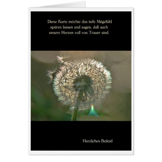 Trauerkarte Pusteblume Herzliches Beileid Zazzle De