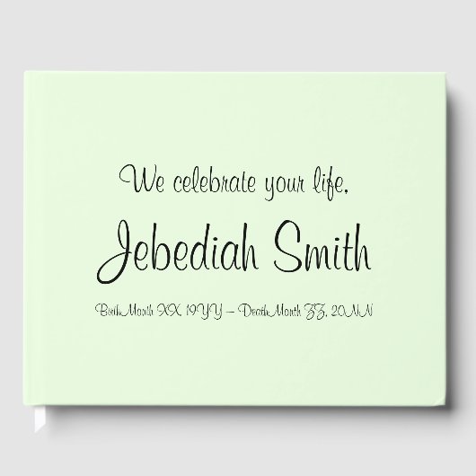 Trauerliches, respektiertes Gästebuch für grüne Er (Vorderseite)