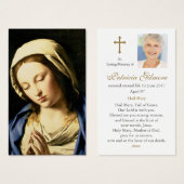 Trauerloss Gedenkstätte Mary Gebet Sympathiekarten (Vorne & Hinten)