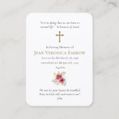 Trauerloss Gesegnete Mary Gebet Sympathiekarten Visitenkarte (Rückseite)