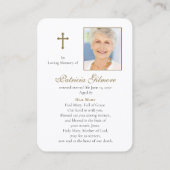 Trauerloss Radiant Mary Gebet Sympathiekarten Visitenkarte (Rückseite)