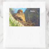 Trauernde Taube mit Baby Saguaro Cactus Nest Rechteckiger Aufkleber (Tasche)
