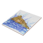 Trauernder Taubenvogel in einem Nest Wasserfarbenw Fliese (Seite)