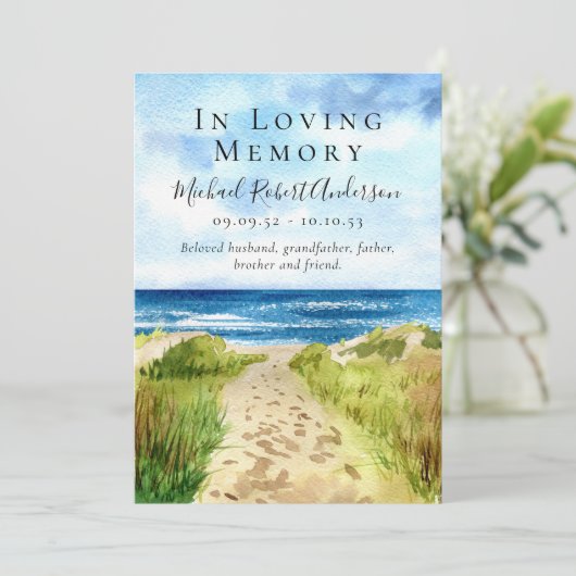 Trauerprogramm 'Beach In Loving Memory' Programm (Stehend Vorderseite)