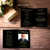 Trauerprogramm, Feier des Lebens, Schwarz & Gold Flyer