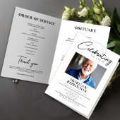 Trauerprogramm, Feier des Lebens, Schwarz & Weiß Flyer
