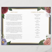 Trauerprogramm mit Blumenschmuck und Foto (Rückseite)