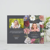 Trauerprogramm mit Blumenschmuck und Foto (Stehend Vorderseite)