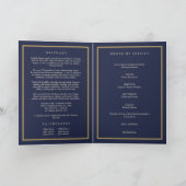 Trauerprogramm Old Money Navy Blau mit Foto Karte (Innenseite)