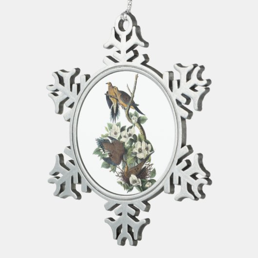 Trauertaube von Audubon Schneeflocken Zinn-Ornament (Rechts)