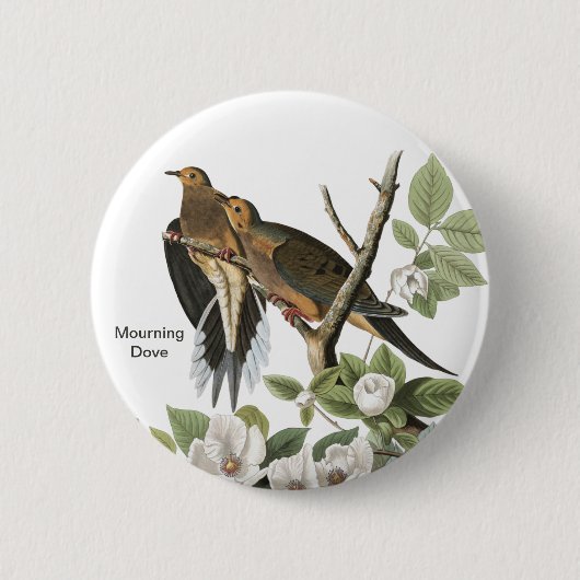 Trauertaube von John James Audubon, Birdwatcher Button (Vorderseite)