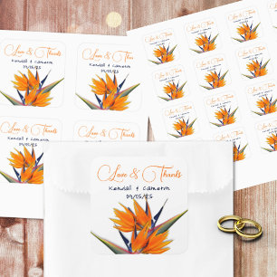 Trauervogel der Paradiesblumen Danke Quadratischer Aufkleber