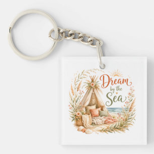Traum am Meer Boho-Strand mit Küsten-Sonnenunterga Schlüsselanhänger