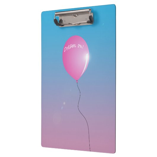 Traum auf Zitat Rosa Ballon in Himmel inspirierend Klemmbrett (Links)