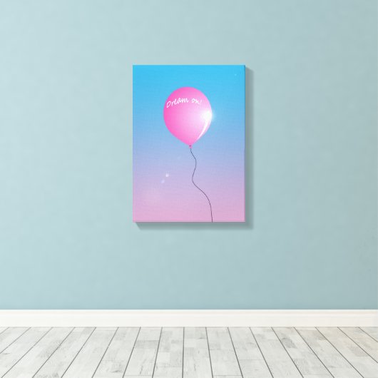 Traum auf Zitat Rosa Ballon in Himmel inspirierend Leinwanddruck (Insitu (Holzboden))