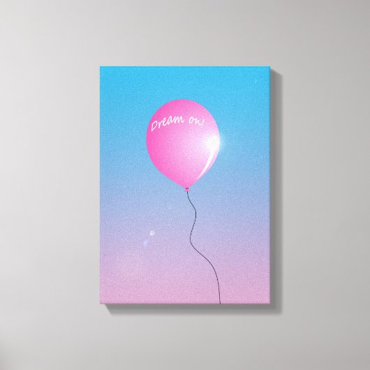 Traum auf Zitat Rosa Ballon in Himmel inspirierend Leinwanddruck (Vorderseite)