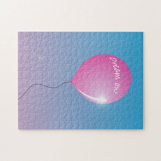 Traum auf Zitat Rosa Ballon in Himmel inspirierend Puzzle (Horizontal)