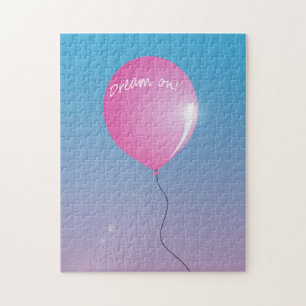 Traum auf Zitat Rosa Ballon in Himmel inspirierend Puzzle