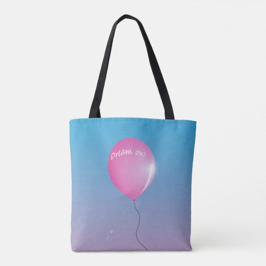 Traum auf Zitat Rosa Ballon in Himmel inspirierend Tasche (Rückseite)