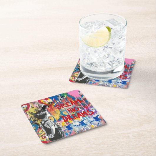 Traum Big Dreams Graffiti Wall Rechteckiger Pappuntersetzer (Vor Ort)