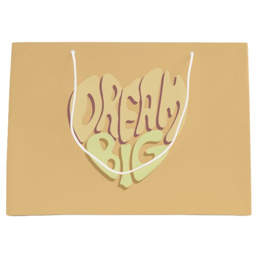 Traum Big: Gelbe positive Worte Große Geschenktüte (Vorderseite)