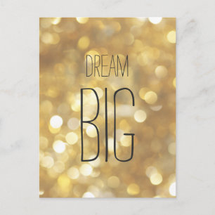 Traum Big - Gold Sparkle Inspiration Zitat Postkarte