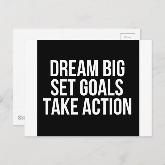 Traum Big Set Goals Action Motivierend Zitat Postkarte (Vorne/Hinten)
