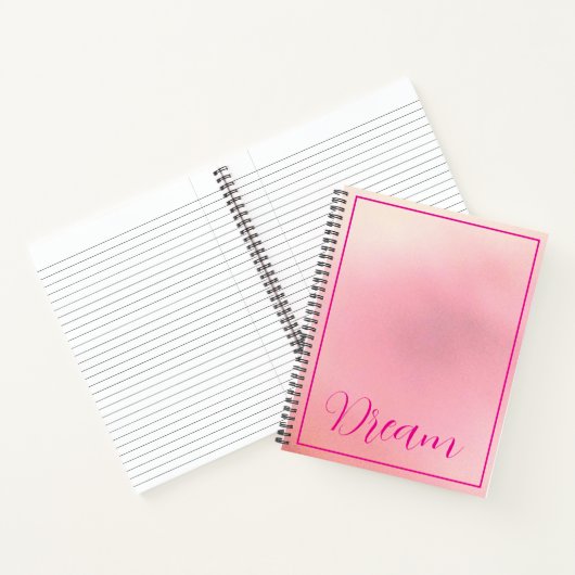 "Traum" Bright Pink Letter Gradient Pink Notizblock (Innenseite)