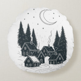 Traum der Weihnachtsnacht - Doppelseitiger Winter Rundes Kissen