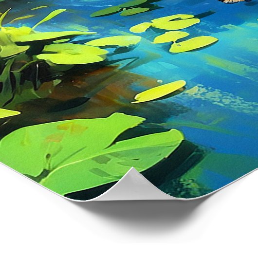 Traum Elefant mit Schmetterlingen im Fluss Poster (Ecke)