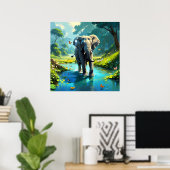 Traum Elefant mit Schmetterlingen im Fluss Poster (Heimbüro)