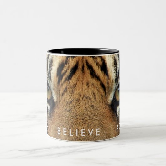 Traum glauben, Tiger Eyes Motivierend Zweifarbige Tasse (Mittel)