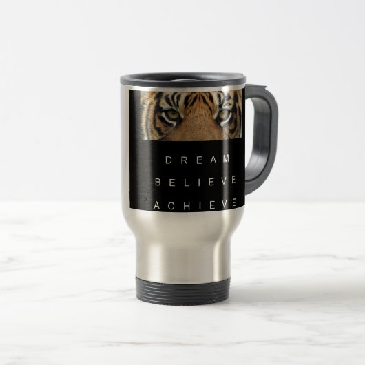 Traum glauben, Tigeraugen Reisebecher (VorderseiteRechts)