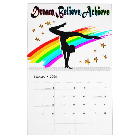 TRAUM, GLAUBEN UND ERREICHEN GYMNASTICS-KALENDER KALENDER (Feb 2026)