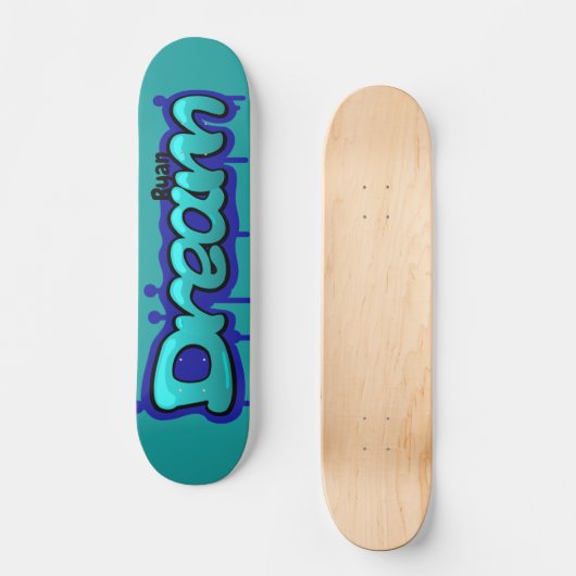 Traum-Graffiti-Name blau Skateboard (Vorderseite)