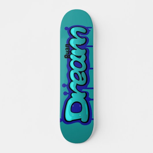 Traum-Graffiti-Name blau Skateboard (Vorne)