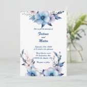 Traum in Blau: Personalisierte Einladung zur Hochz (Stehend Vorderseite)